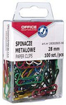 SPINACZE OKRĄGŁE 28MM OFFICE PRODUCTS MIX KOLORÓW METALOWE POWLEKANE W ZAWIESZANYM POJEMNIKU PLASTIKOWYM 100SZT.