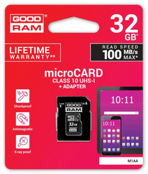 GOODRAM KARTA PAMIĘCI MICROSDHC 32GB CL10 + ADAPTER