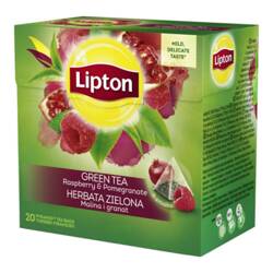 Herbata malina i granat LIPTON piramidki, 20 torebek, zielona