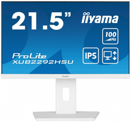 IIYAMA MONITOR 21.5 CALA PROLITE XUB2292HSU-W6 IPS,100HZ,FREESYNC,PIVOT,0.4MS,HDMI, DP,4XUSB(3.2),2X2W,HAS(150MM), BIAŁY