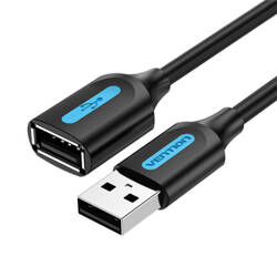 KABEL PRZEDŁUŻAJĄCY USB 2.0 MĘSKI DO ŻEŃSKI VENTION CBIBF 1M (CZARNY)