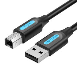 KABEL USB 2.0 A DO USB-B Z RDZENIEM FERRYTOWYM VENTION COQBL 2A 10M CZARNY PVC