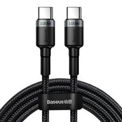 KABEL USB-C DO USB-C BASEUS CAFULE, QC 3.0, PD 2.0, 100W, 5A, 2M (SZARO-CZARNY)