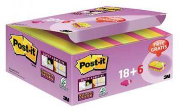 KARTECZKI SAMOPRZYLEPNE  47,6X47,6MM 3M POST-IT® SUPER STICKY  622-P24SSCOL MIX KOLORÓW (18+6)X90 KART