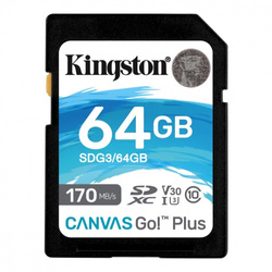 KINGSTON KARTA PAMIĘCI SD 64GB CANVAS GO PLUS 170/70MB/S CL10 U3 V30