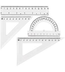 KOMPLET GEOMETRYCZNY LINIJKA 15CM EKIERKA*2 GRAND GR-031T 130-1640 KĄTOMIERZ Z LINIJKĄ