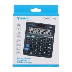 Kalkulator biurowy 140x122x30mm DONAU TECH czarny solarne+bateria
