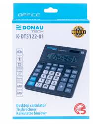 Kalkulator biurowy 201x155x35mm DONAU TECH OFFICE czarny solarne+bateria
