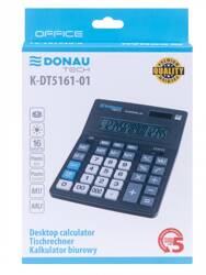 Kalkulator biurowy 201x155x35mm DONAU TECH OFFICE czarny solarne+bateria