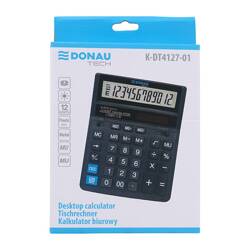 Kalkulator biurowy 203x158x31mm DONAU TECH czarny solarne+bateria