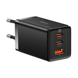 ŁADOWARKA SIECIOWA BASEUS GAN5 PRO 2XUSB-C + USB, 65W (CZARNA)