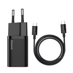 Ładowarka sieciowa Baseus Super Si Quick Charger 1C 25W z przewodem USB-C do USB-C 1m (czarna)