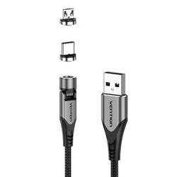 MAGNETYCZNY KABEL 2W1 USB DO USB-C/MICRO-B USB VENTION CQXHD 0.5M (SZARY)