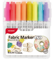 Markery do tkanin Monami Fabric Marker 470 170-2785 mix*8 pędzelkowa 8szt