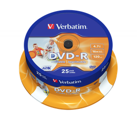 PŁYTA DVD-R 4,7GB 16X VERBATIM DATALIFE PLUS 43538 CAKE 25 SZT.