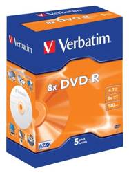 PŁYTA DVD-R 4,7GB 4X VERBATIM 43194 VIDEO 5 SZT.