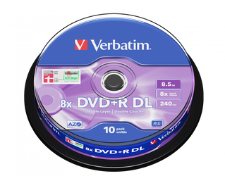 PŁYTA DVD+R 8,5GB 8X VERBATIM DATALIFE PLUS 43666 CAKE 10 SZT.