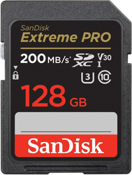 SANDISK KARTA PAMIĘCI EXTREME PRO SDXC 128GB 200/90 MB/S V30 UHS-I U3