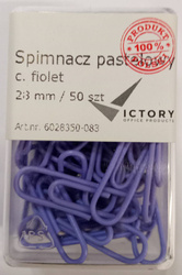 SPINACZE OKRĄGŁE 28MM VICTORY OFFICE PRODUCTS 6028350-083 PASTELOWE CIEMNOFIOLETOWE METALOWE POWLEKANE W POJEMNIKU PLASTIKOWYM 50SZT