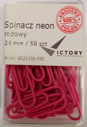 SPINACZE OKRĄGŁE 28MM VICTORY OFFICE PRODUCTS 6028350-095 NEONOWE RÓŻOWE METALOWEPOWLEKANE W POJEMNIKU PLASTIKOWYM 50SZT