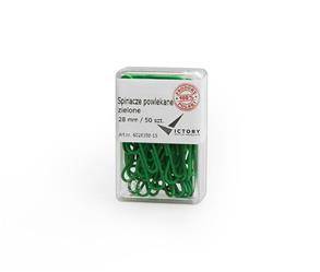 SPINACZE OKRĄGŁE 28MM VICTORY OFFICE PRODUCTS 6028350-15 ZIELONE METALOWEPOWLEKANE W POJEMNIKU PLASTIKOWYM 50SZT