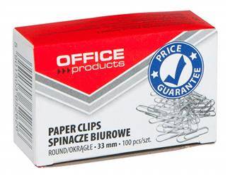 SPINACZE OKRĄGŁE 33MM OFFICE PRODUCTS SREBRNE 100SZT.