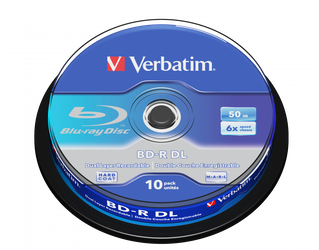 VERBATIM BD-R, DUAL LAYER 50GB, CAKE BOX, 43746, 6X, 10-PACK, DO ARCHIWIZACJI DANYCH