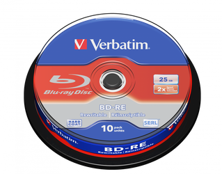 VERBATIM BD-RE, SINGLE LAYER SCRATCHGUARD PLUS, 25GB, CAKE BOX, 43694, 2X, 10-PACK, DO ARCHIWIZACJI DANYCH