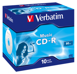 VERBATIM CD-R, 43365, MUSICLIFE PLUS, 10-PACK, 700MB, 24X, 80MIN., 12CM, BEZ MOŻLIWOŚCI NADRUKU, JEWEL BOX, STANDARD, DO ARCHIWIZA