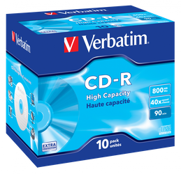 VERBATIM CD-R, 43428, DATALIFE, 10-PACK, 800MB, EXTRA PROTECTION, 40X, 90MIN., 12CM, BEZ MOŻLIWOŚCI NADRUKU, JEWEL BOX, STANDARD,