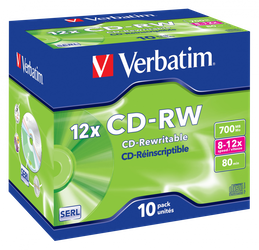 VERBATIM CD-RW, 43148, DATALIFE PLUS, 10-PACK, 700MB, SERL, 8-12X, 80MIN., 12CM, SCRATCH RESISTANT, BEZ MOŻLIWOŚCI NADRUKU, JEWEL