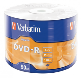 VERBATIM DVD-R, MATT SILVER, 43791, 4.7GB, 16X, WRAP, 50-PACK, BEZ MOŻLIWOŚCI NADRUKU, 12CM, DO ARCHIWIZACJI DANYCH