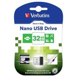 VERBATIM USB FLASH DISK, USB 2.0, 32GB, NANO, STORE N STAY, CZARNY, 98130, USB A