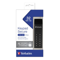 VERBATIM USB FLASH DISK, USB 3.0, 32GB, KEYPAD SECURE, CZARNY, 49427, 256BITOWE SZYFROWANIE AES, LED ZŁĄCZE USB A