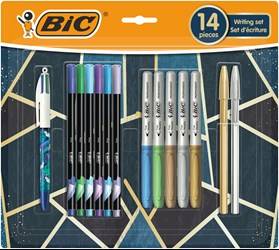 ZESTAW DŁUGOPIS BIC 4 COLOURS DECOR 6 PISAKÓW INTENSITY FINE BIC KIDS METALLIC 503884 5 MARKERÓW PERMANENTNYCH INTENSITY METALLIC 2 WERSJE DŁUGOPISU BIC CRISTAL